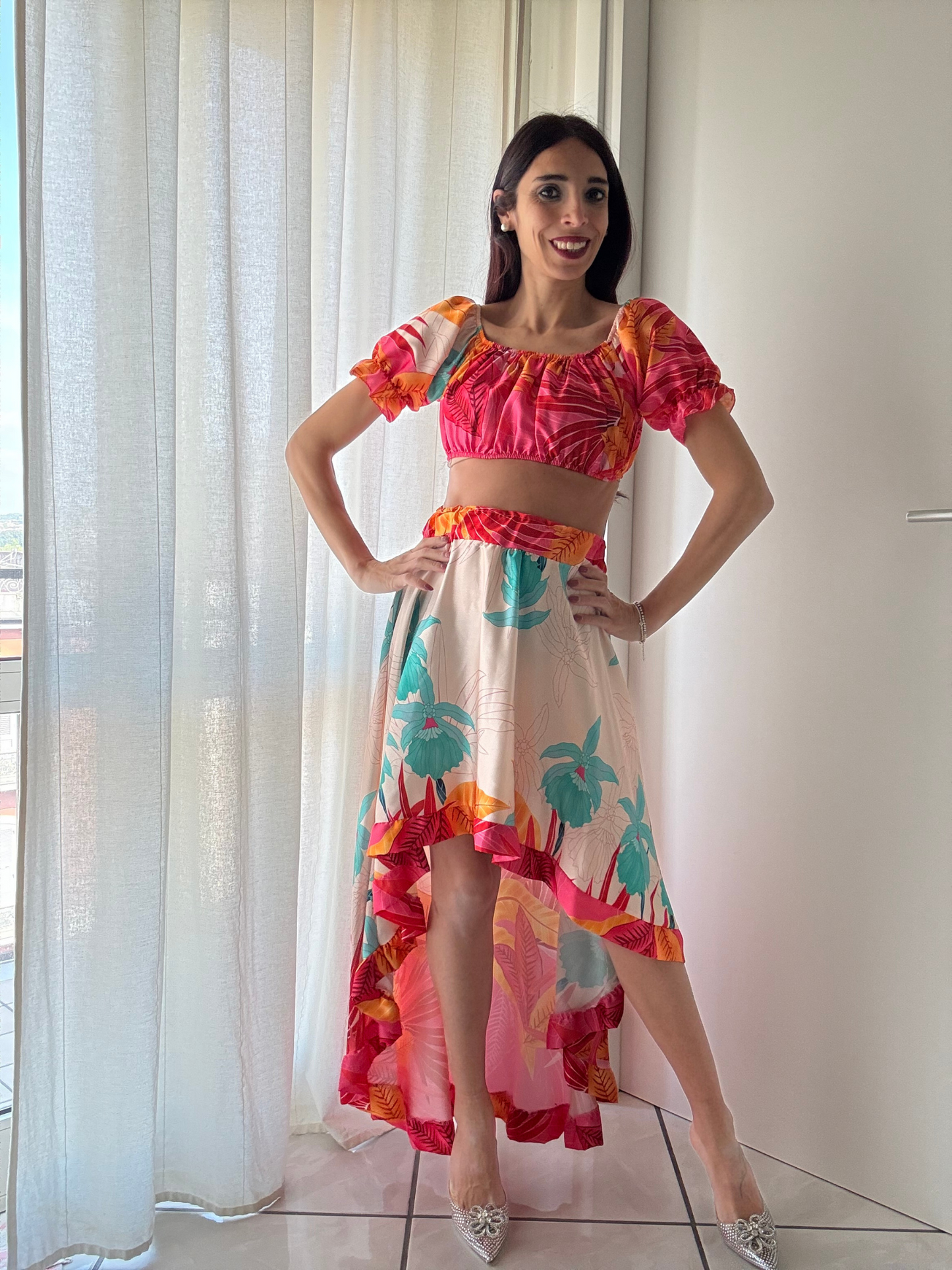 Coordinato Top + Gonnellone Floreale – Eleganza e Comfort
