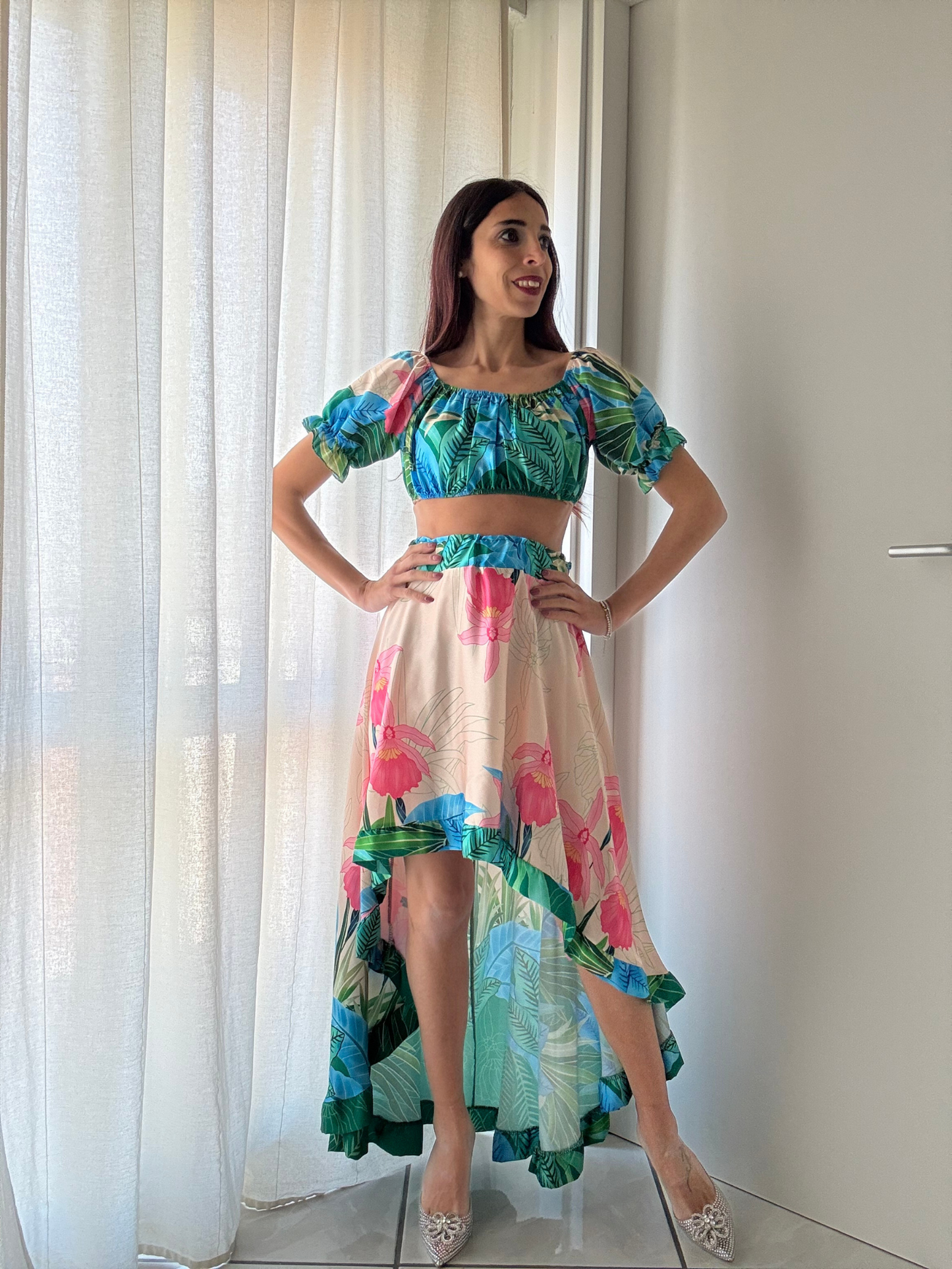 Coordinato Top + Gonnellone Floreale – Eleganza e Comfort