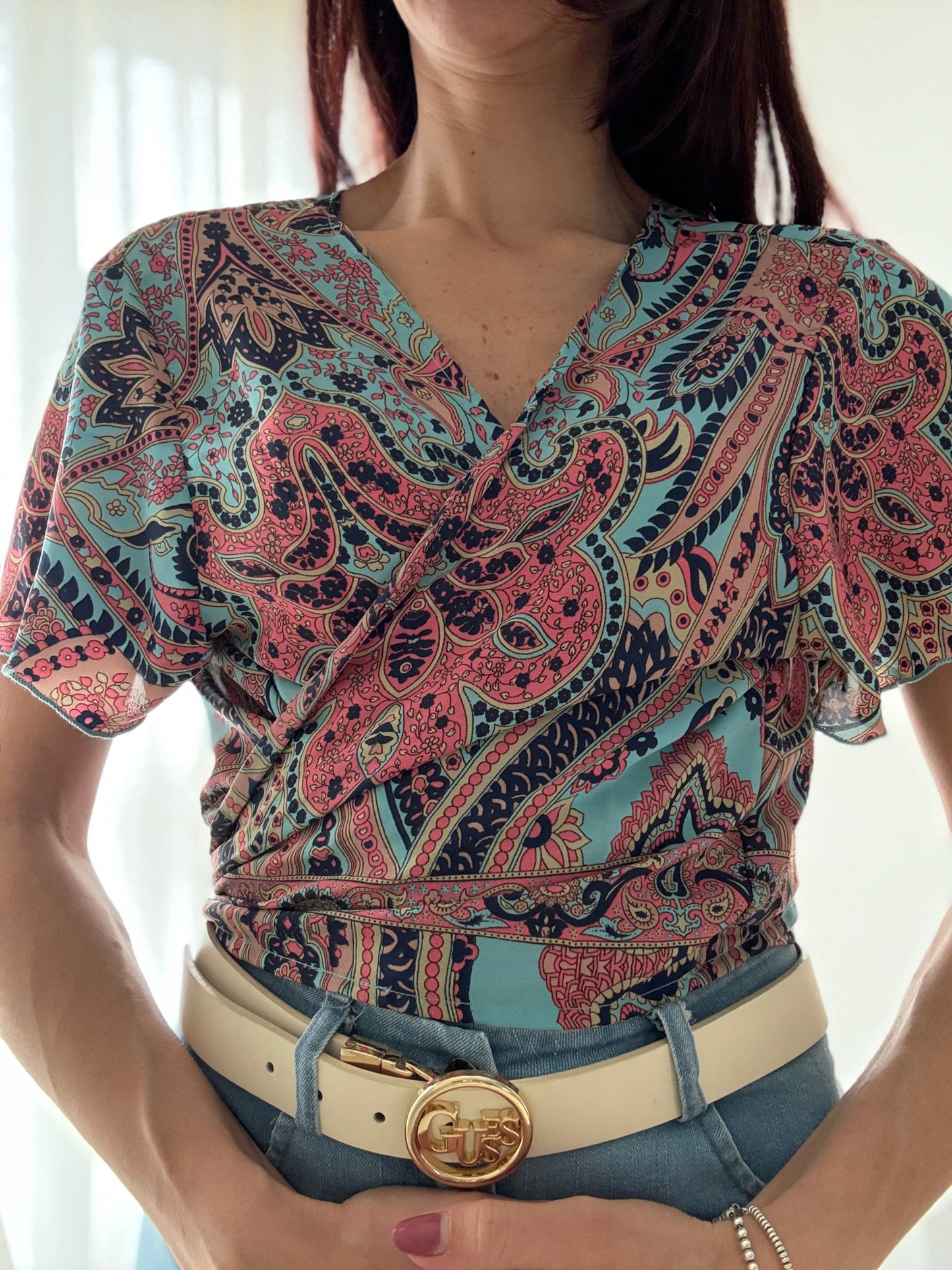 Camicia Donna Maniche Farfalla con Nodo -