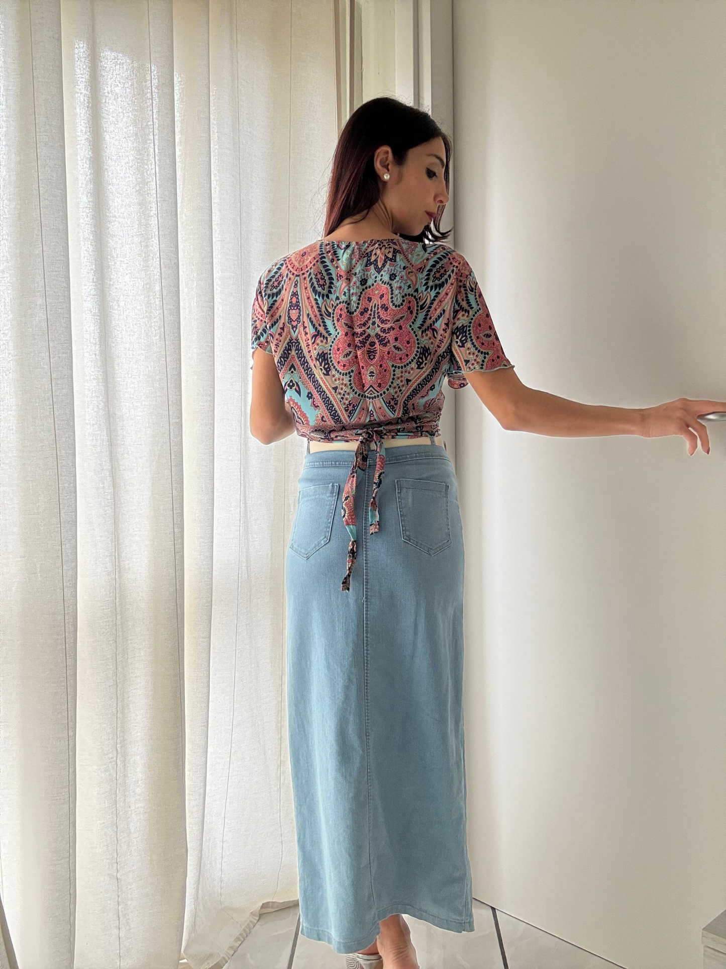 Camicia Donna Maniche Farfalla con Nodo -