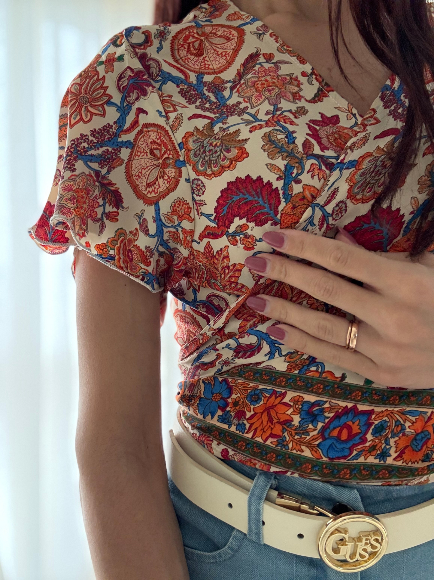 Camicia Donna Maniche Farfalla con Nodo -