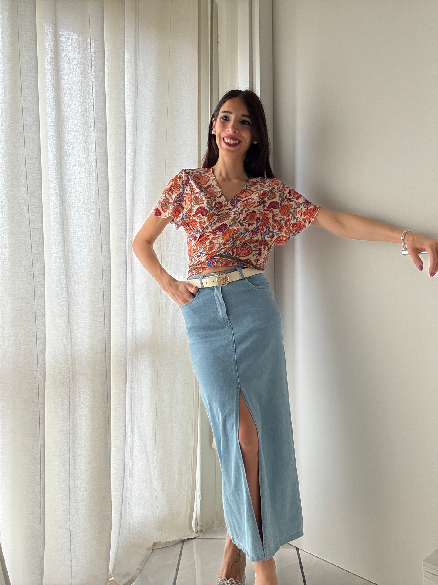 Camicia Donna Maniche Farfalla con Nodo -