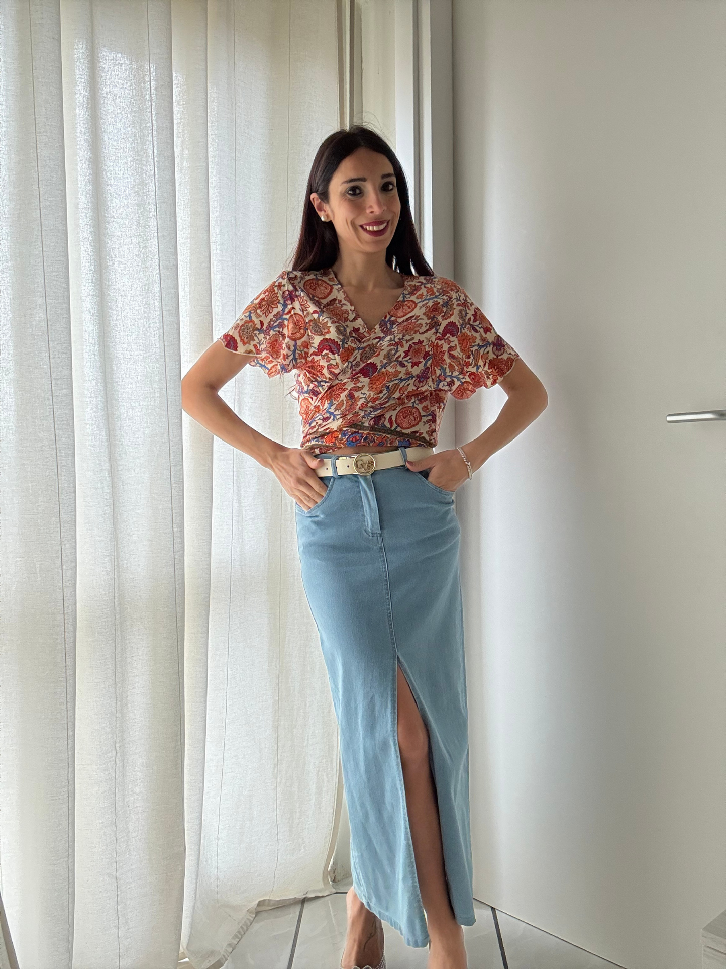 Camicia Donna Maniche Farfalla con Nodo -