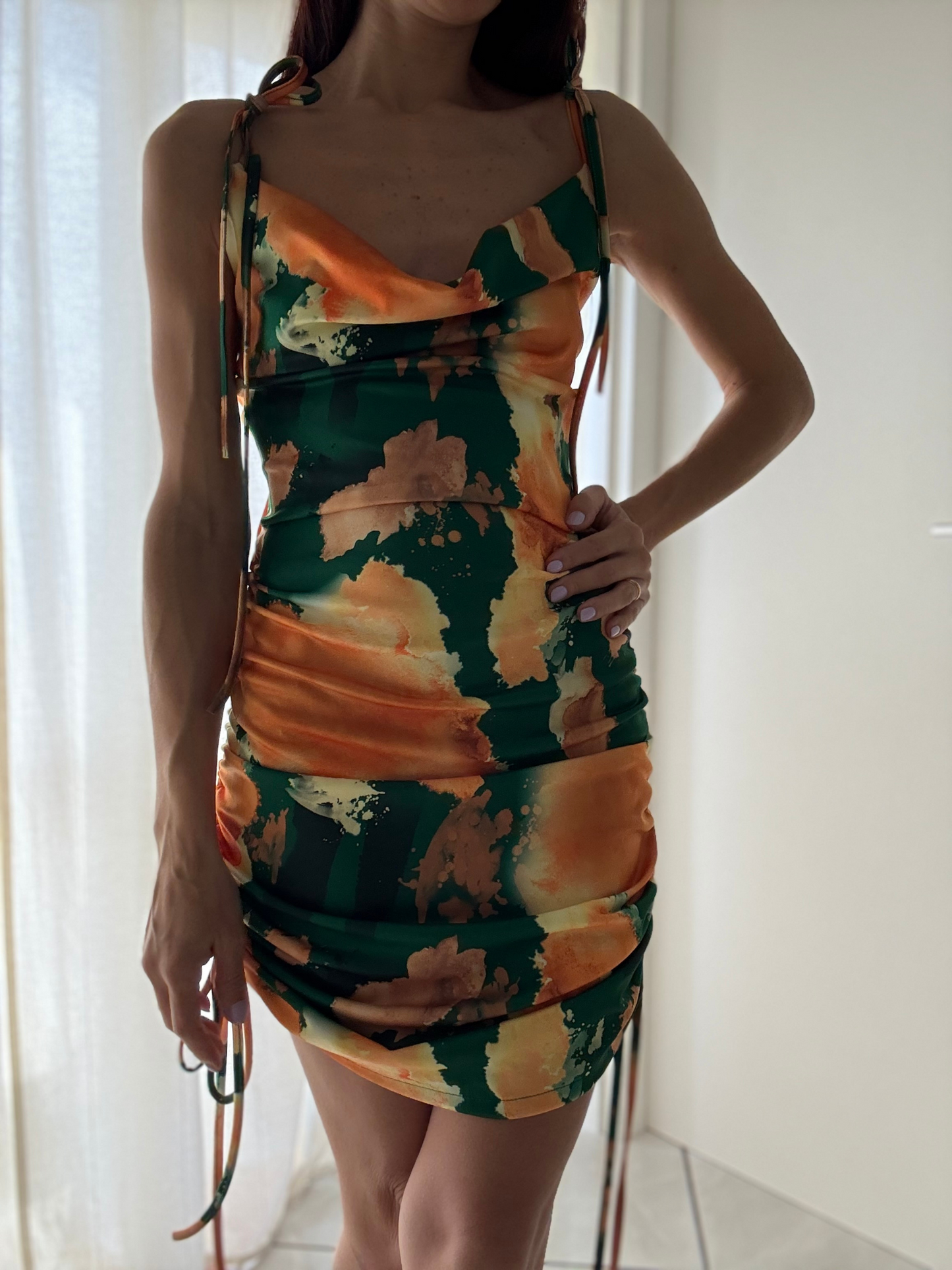 Vestito Corto Fantasia con Bretelle Regolabili e Coulisse - Taglia Unica (XS-L)