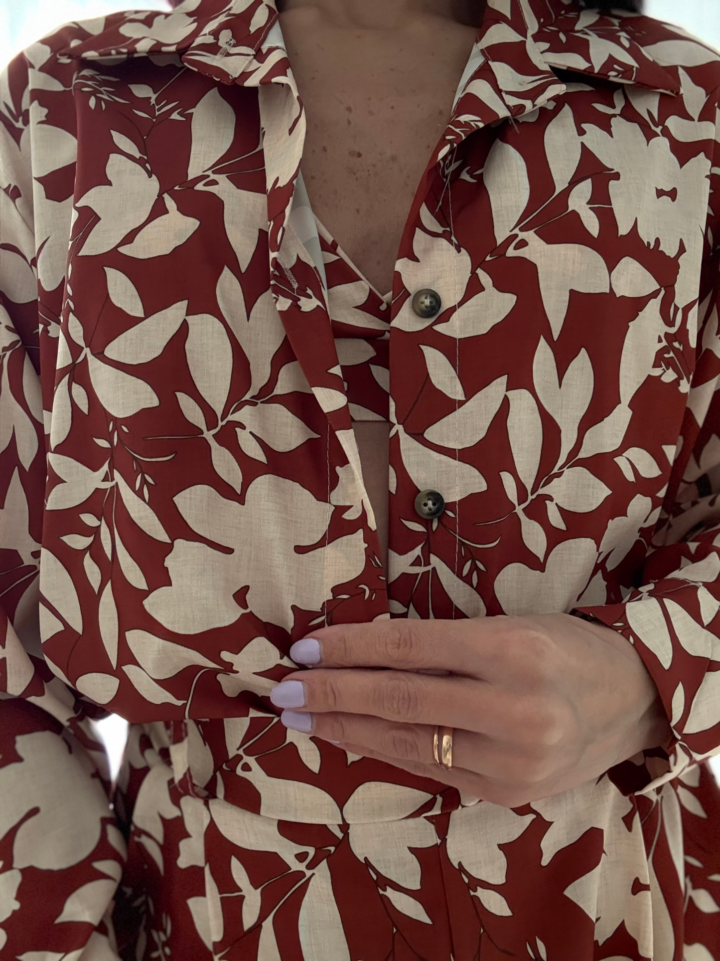 Coordinato 3 Pezzi Floreale - Top, Camicia e Pantalone con Elastico