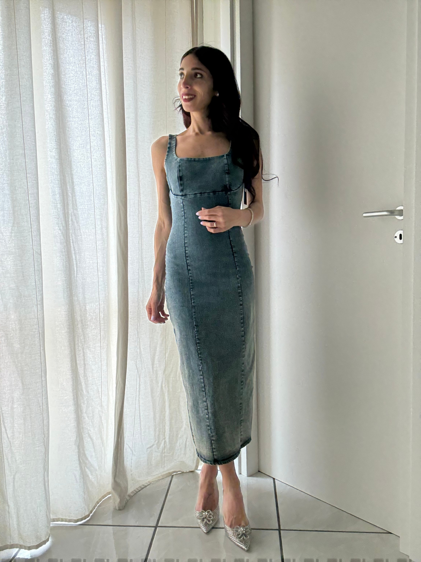 Abito longuette in denim