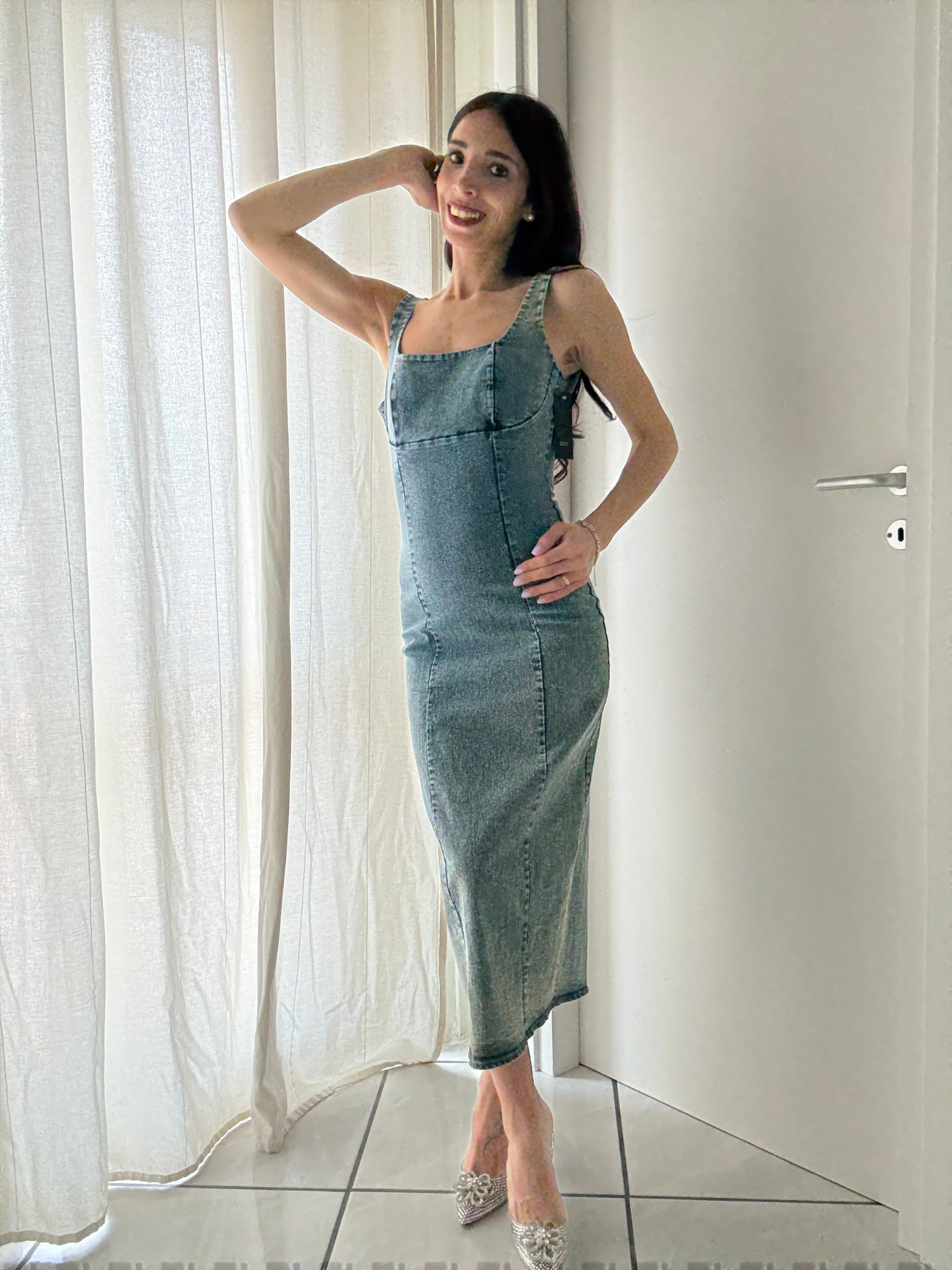Abito longuette in denim