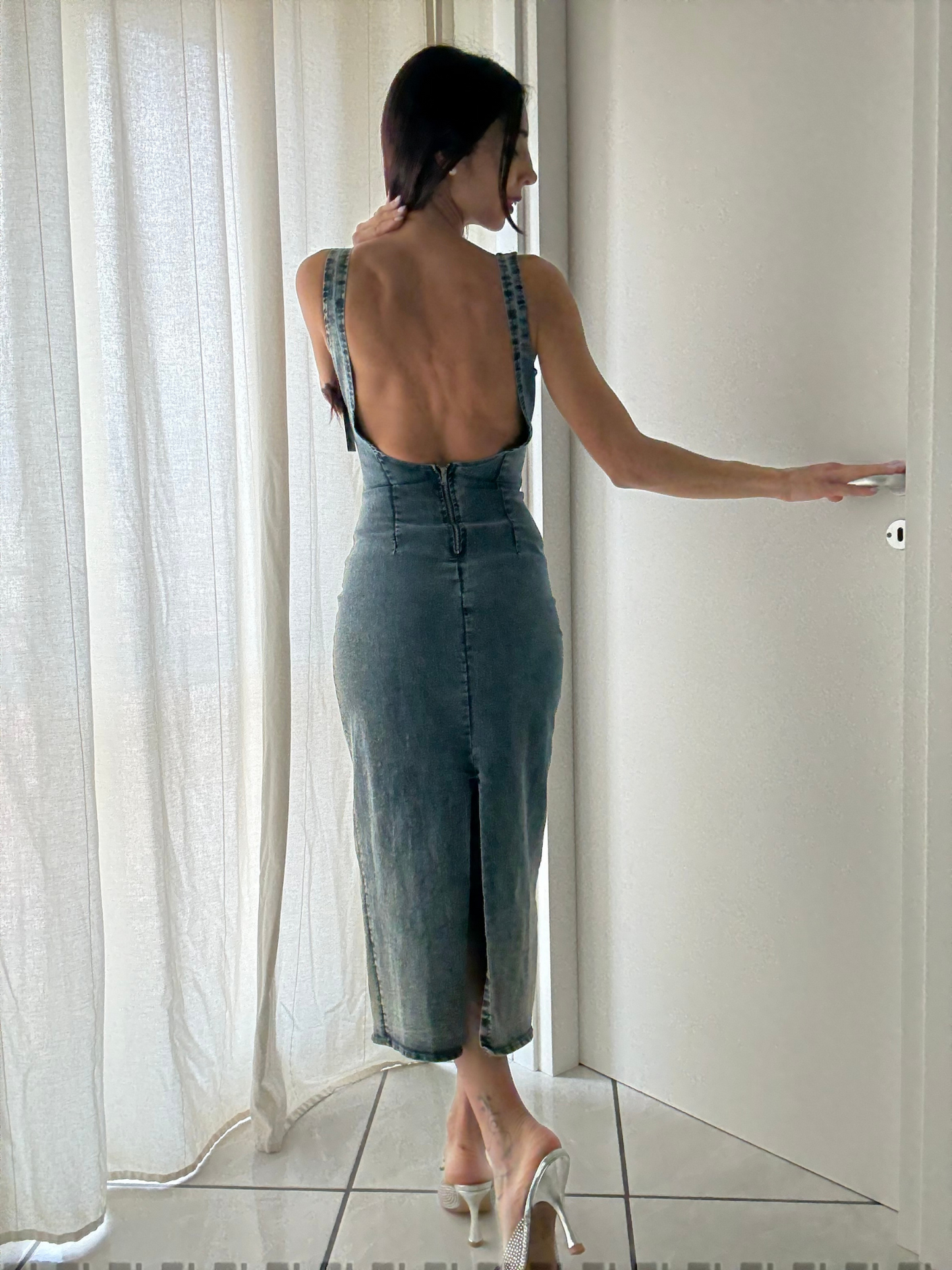 Abito longuette in denim