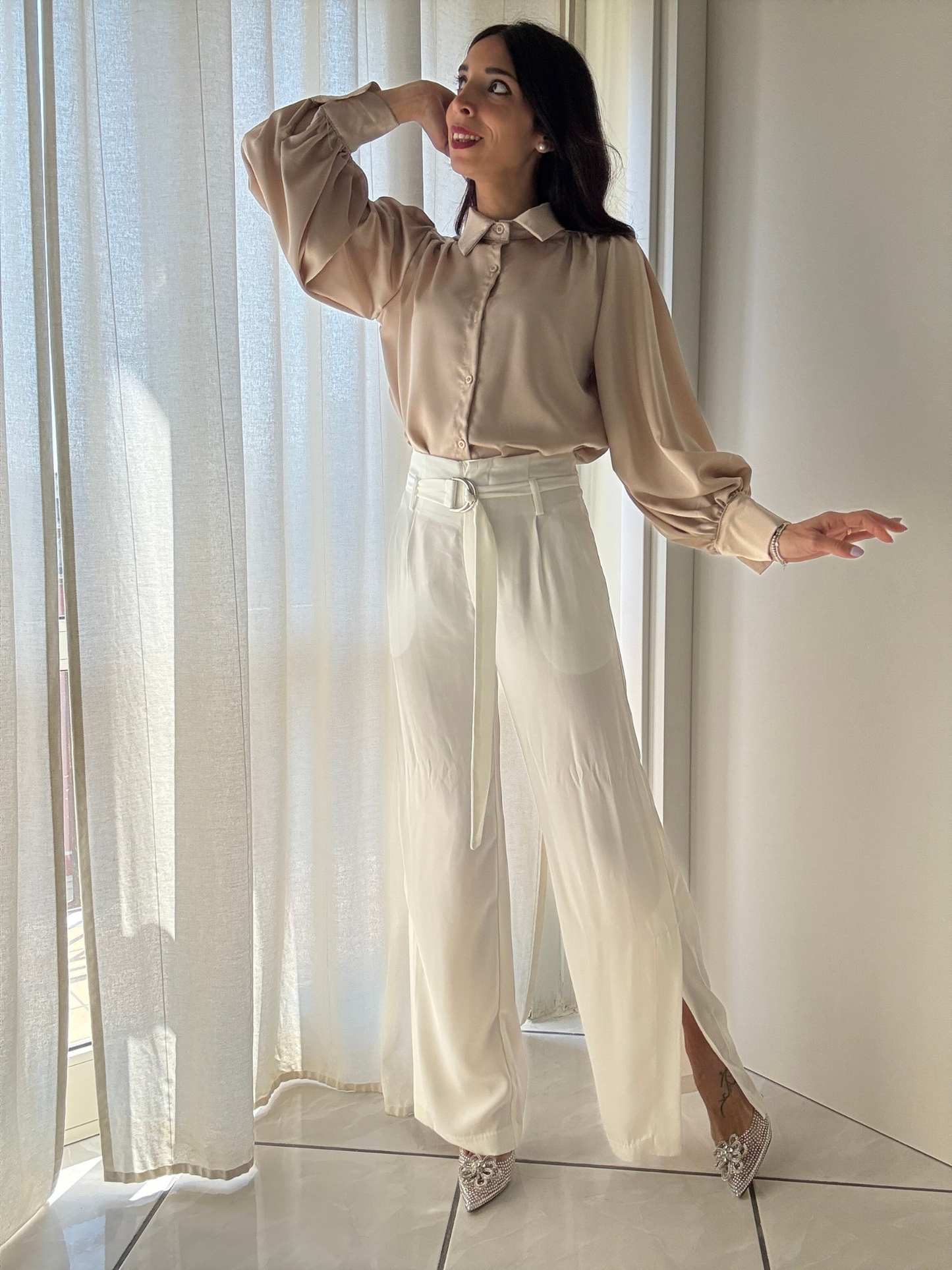 Camicia Satin Elegance – Manica Sbuffo