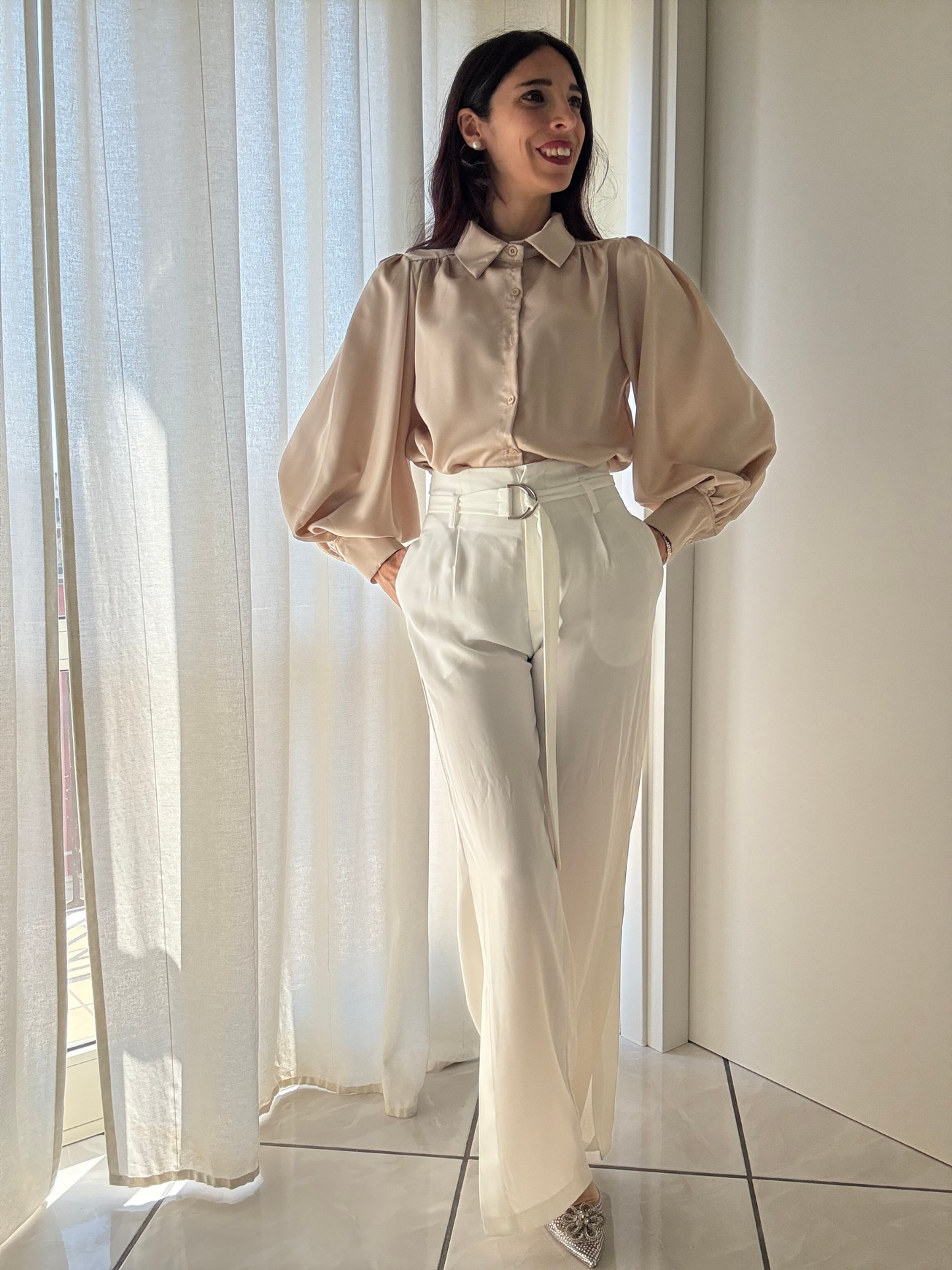 Camicia Satin Elegance – Manica Sbuffo
