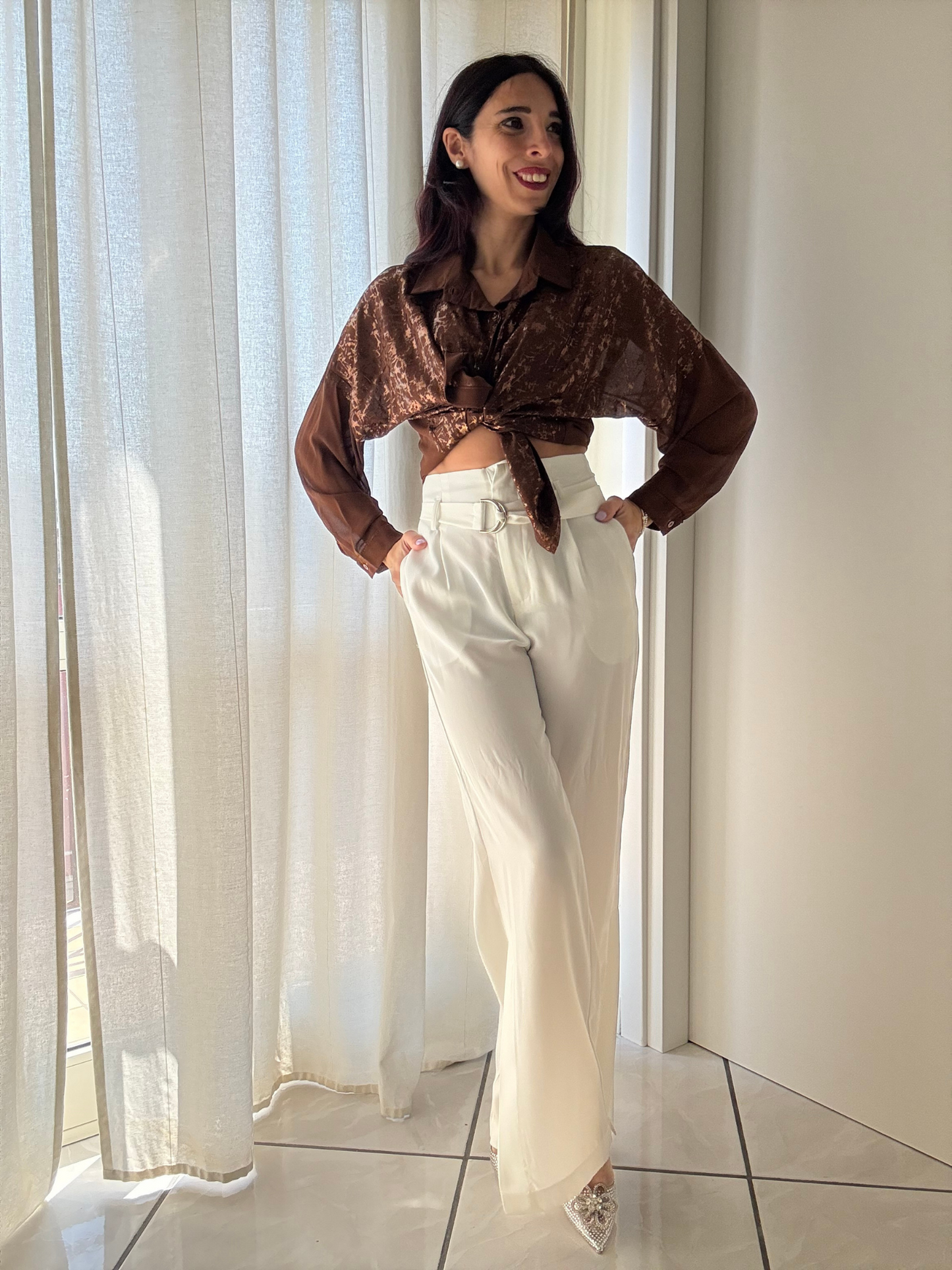 Camicia manica lunga con dettagli oro