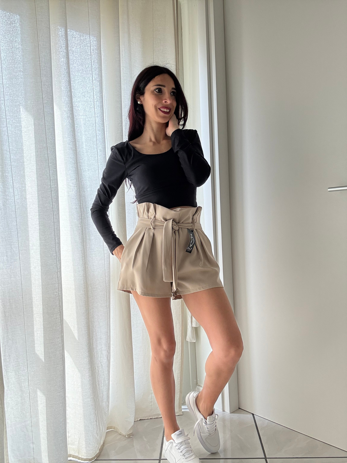Maglia Crop Semplice Donna - Manica Lunga Girocollo