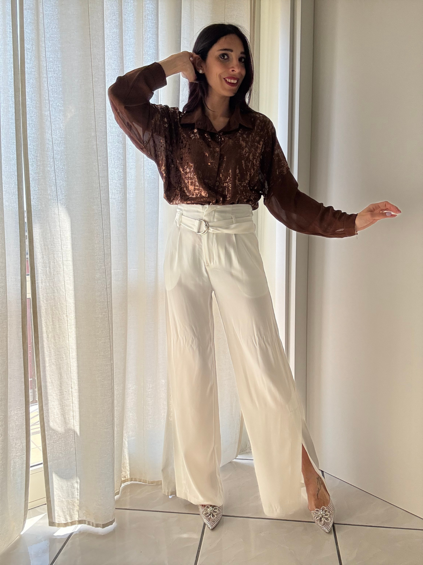 Camicia manica lunga con dettagli oro