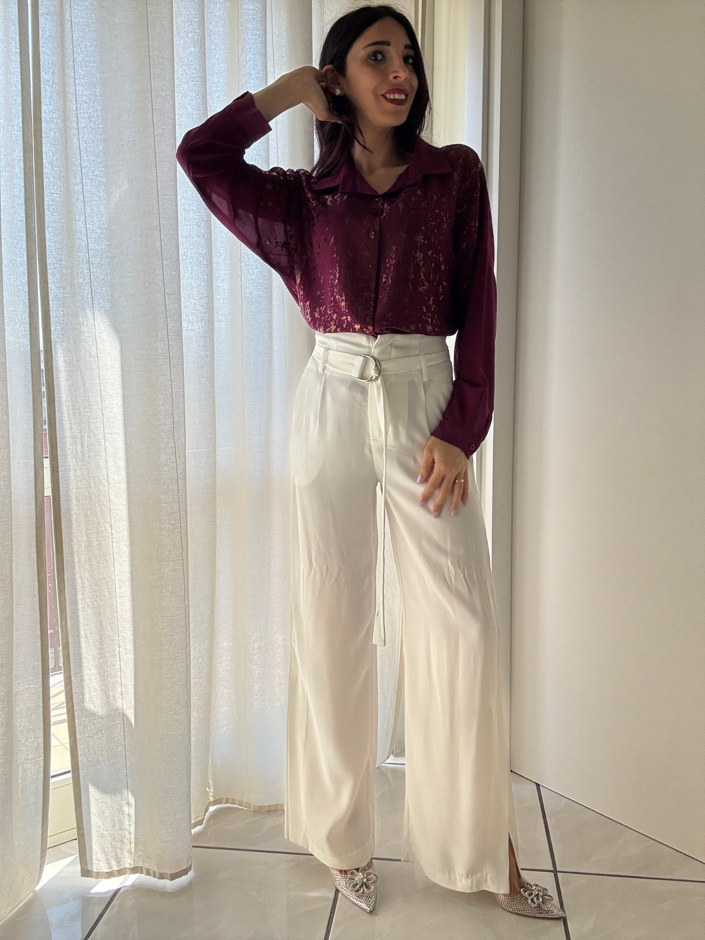 Camicia manica lunga con dettagli oro