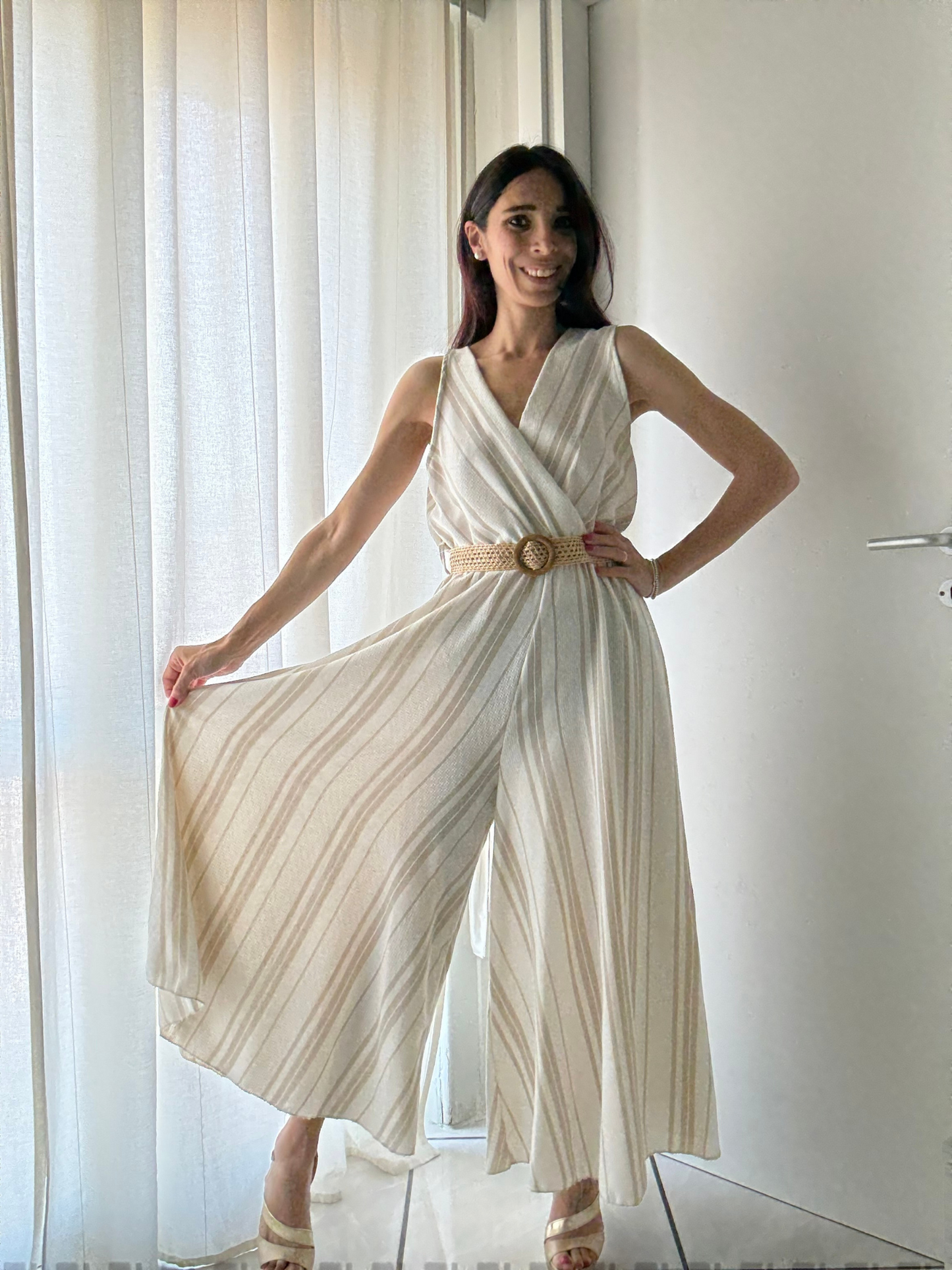 TUTA DONNA ELEGANTE CON PANTALONE LARGO – CINTURA INCLUSA