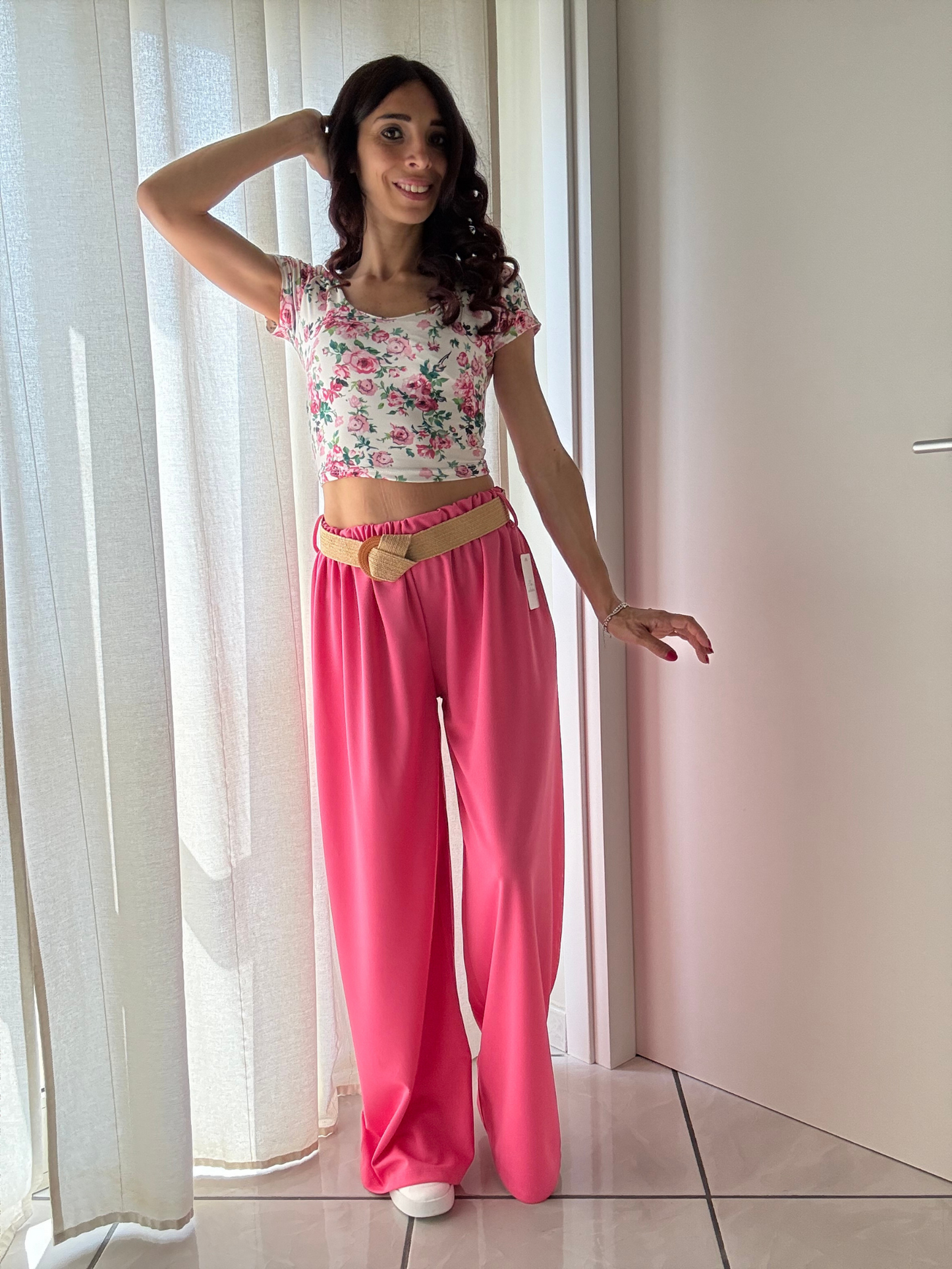 🖤 Pantalone Largo Donna con Elastico in Vita + Cintura 🖤