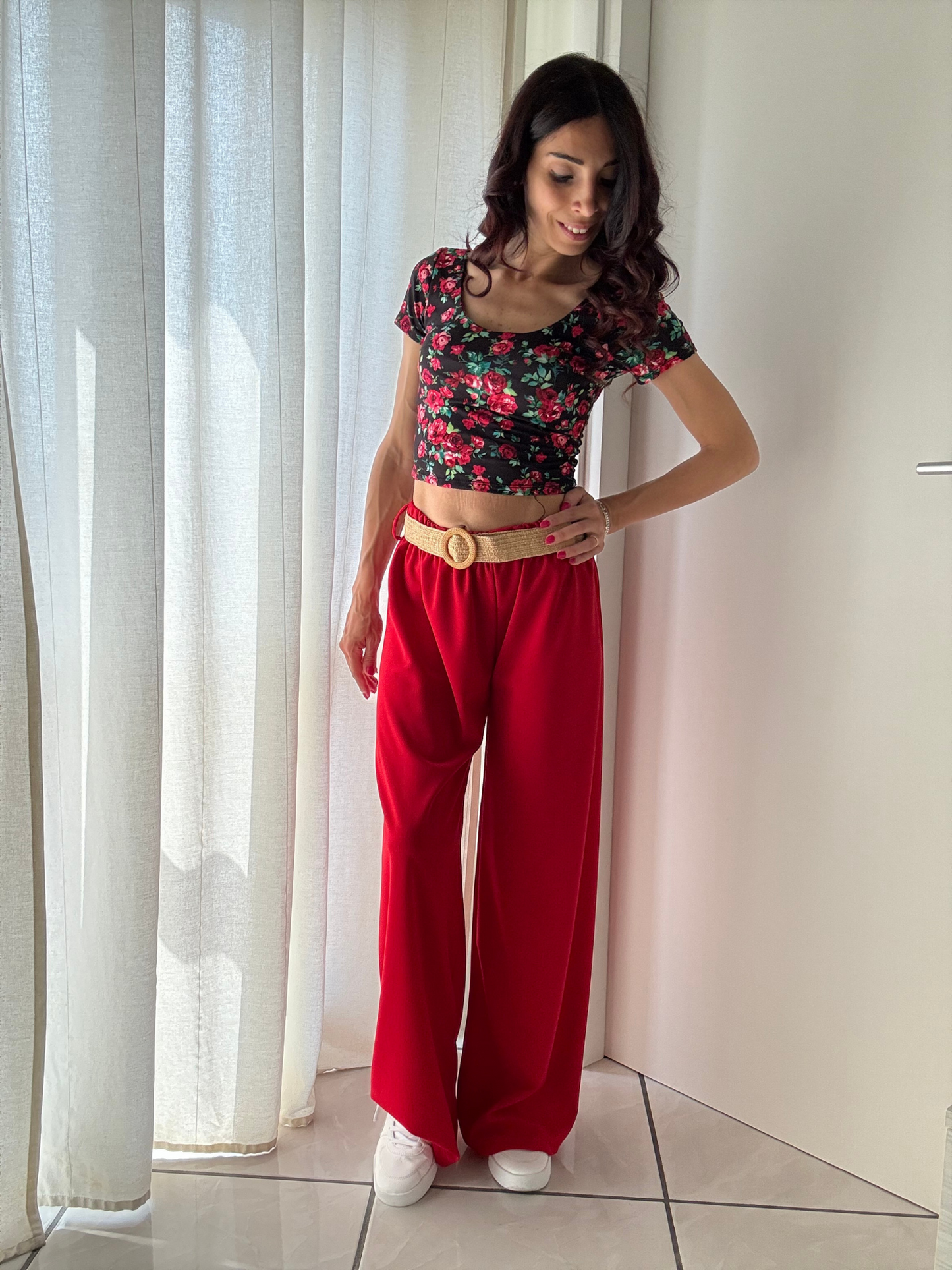 🖤 Pantalone Largo Donna con Elastico in Vita + Cintura 🖤