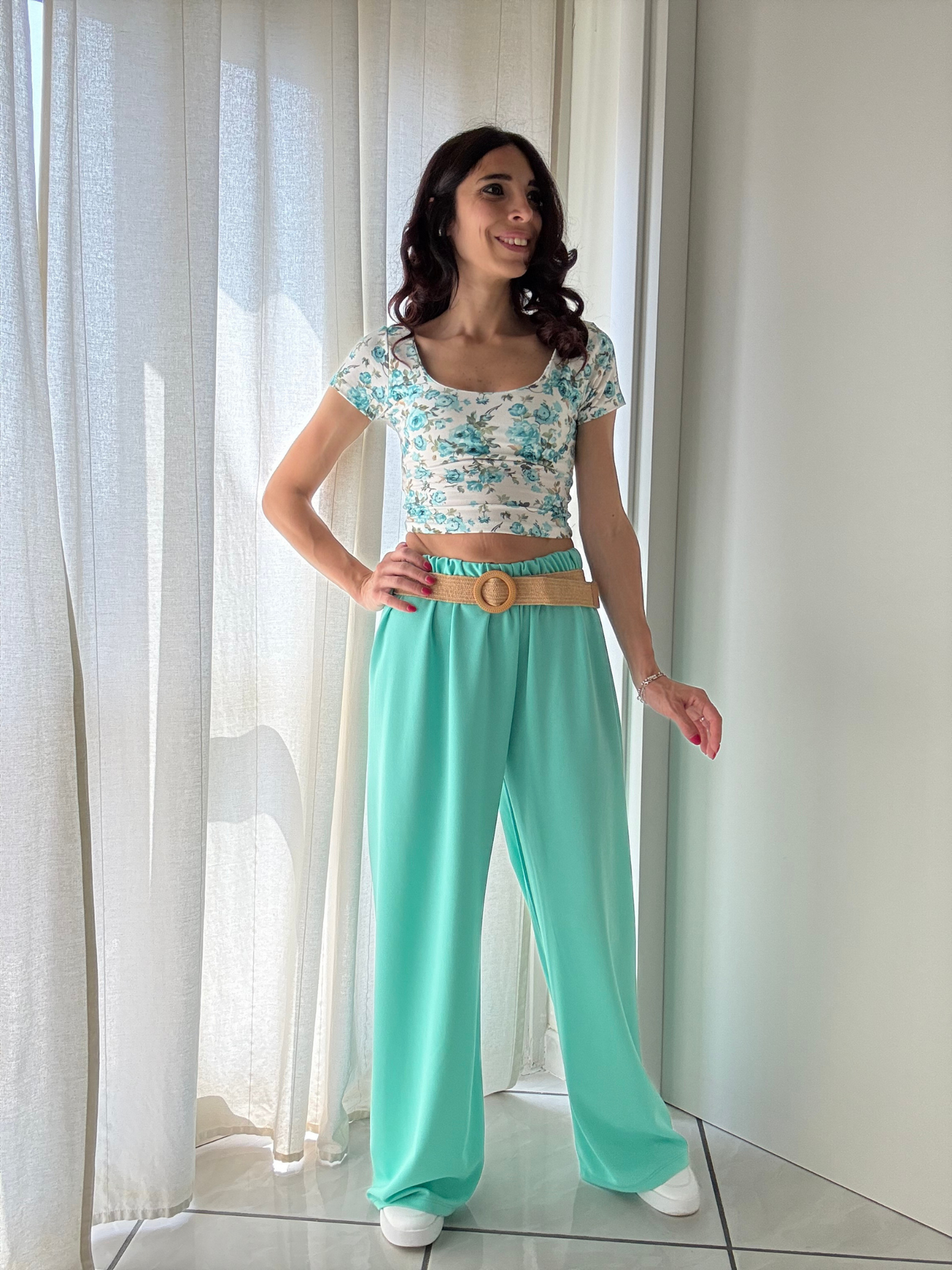 🖤 Pantalone Largo Donna con Elastico in Vita + Cintura 🖤
