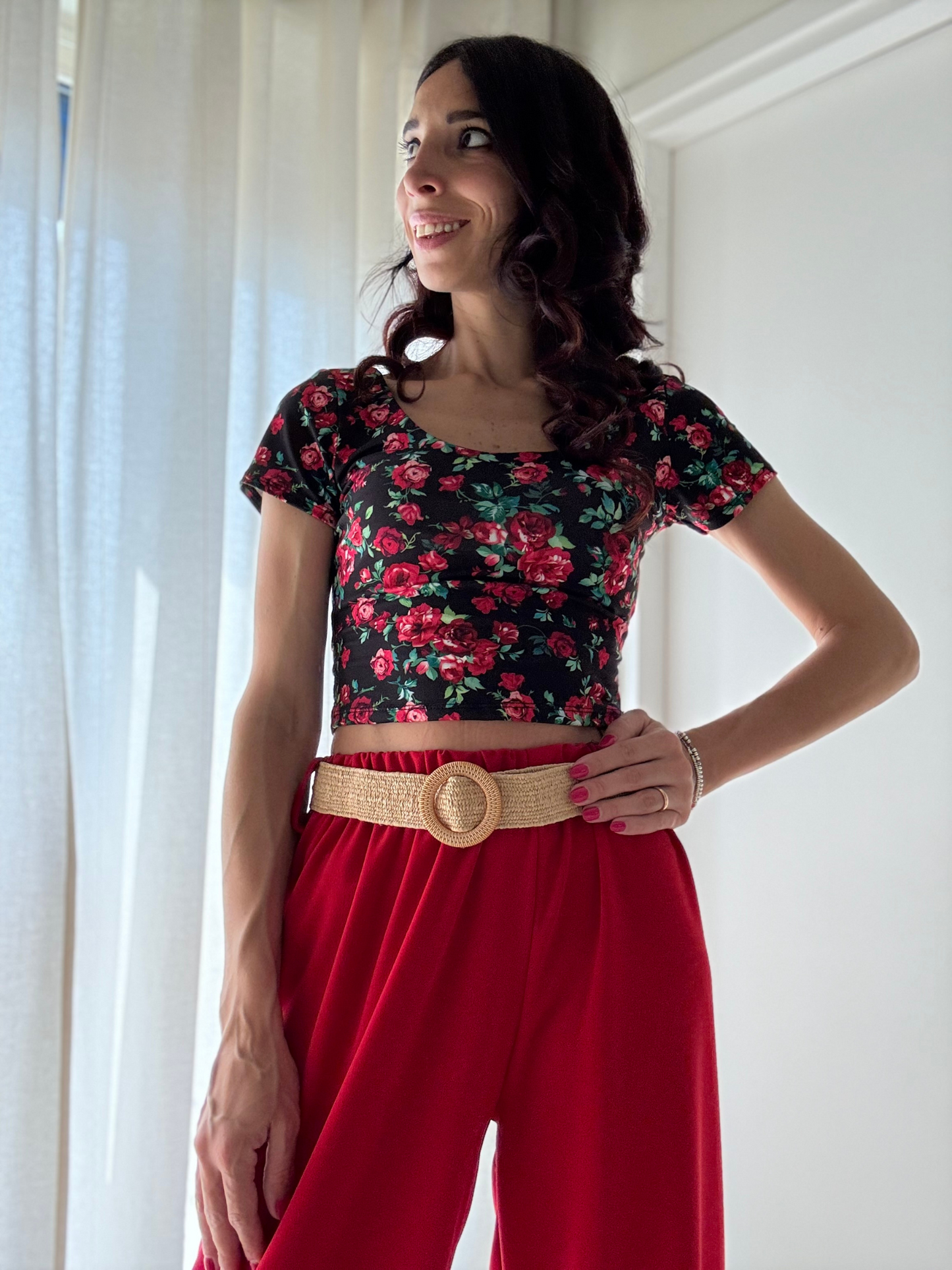 πΈ Maglia Crop a Fiori β Mezza Manica