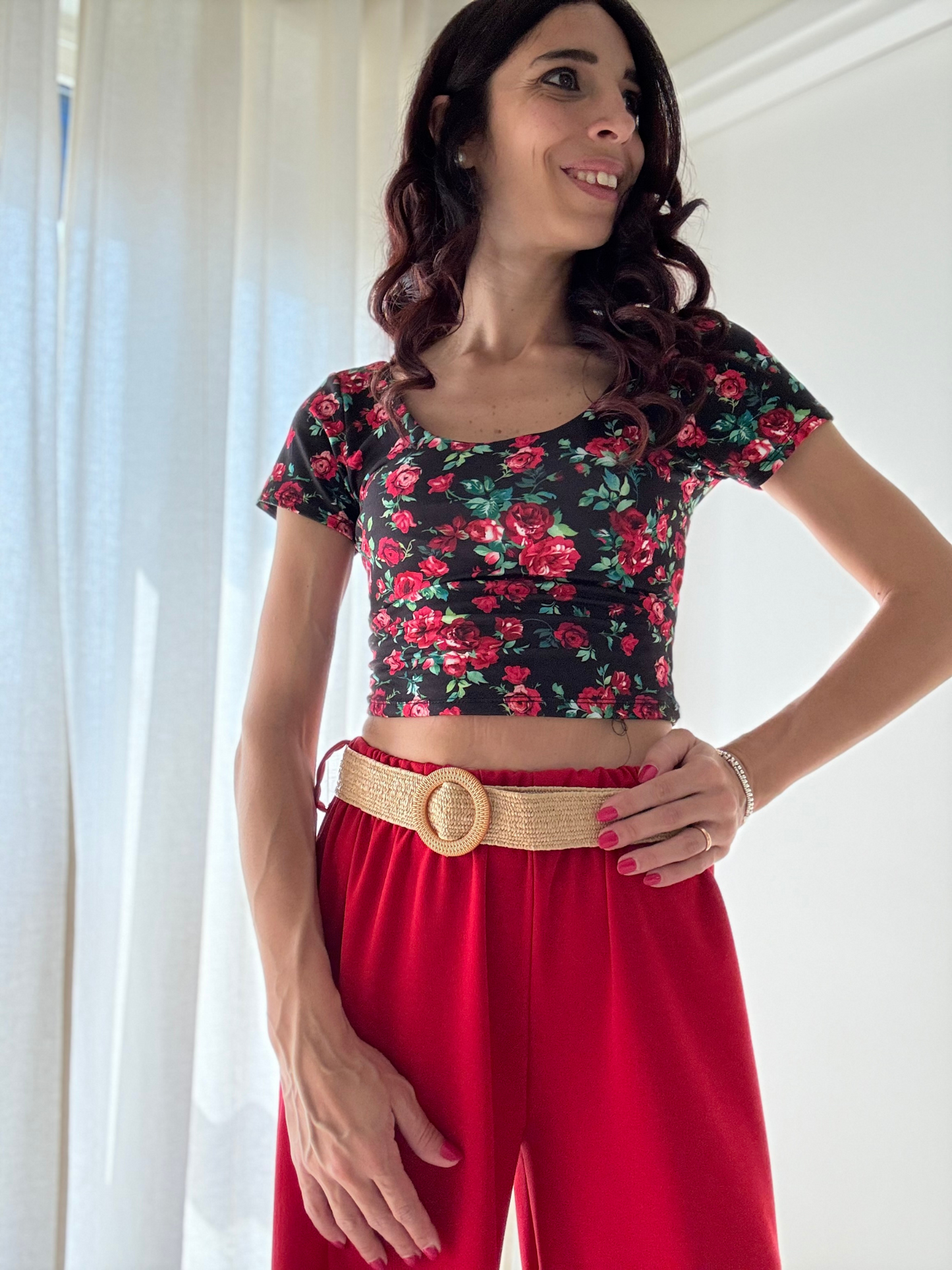 πΈ Maglia Crop a Fiori β Mezza Manica