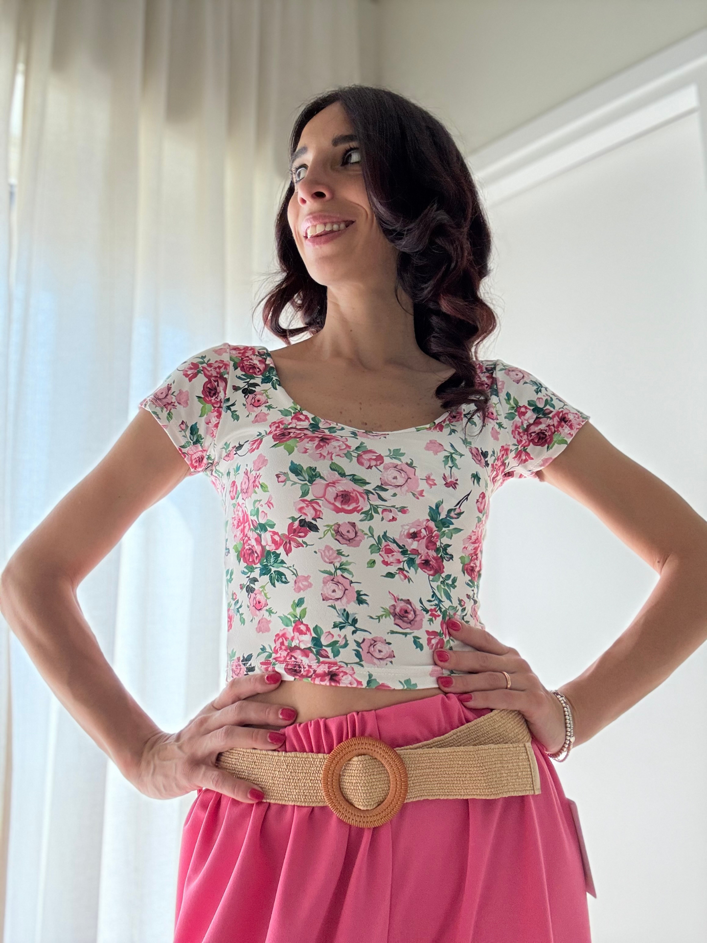 πΈ Maglia Crop a Fiori β Mezza Manica
