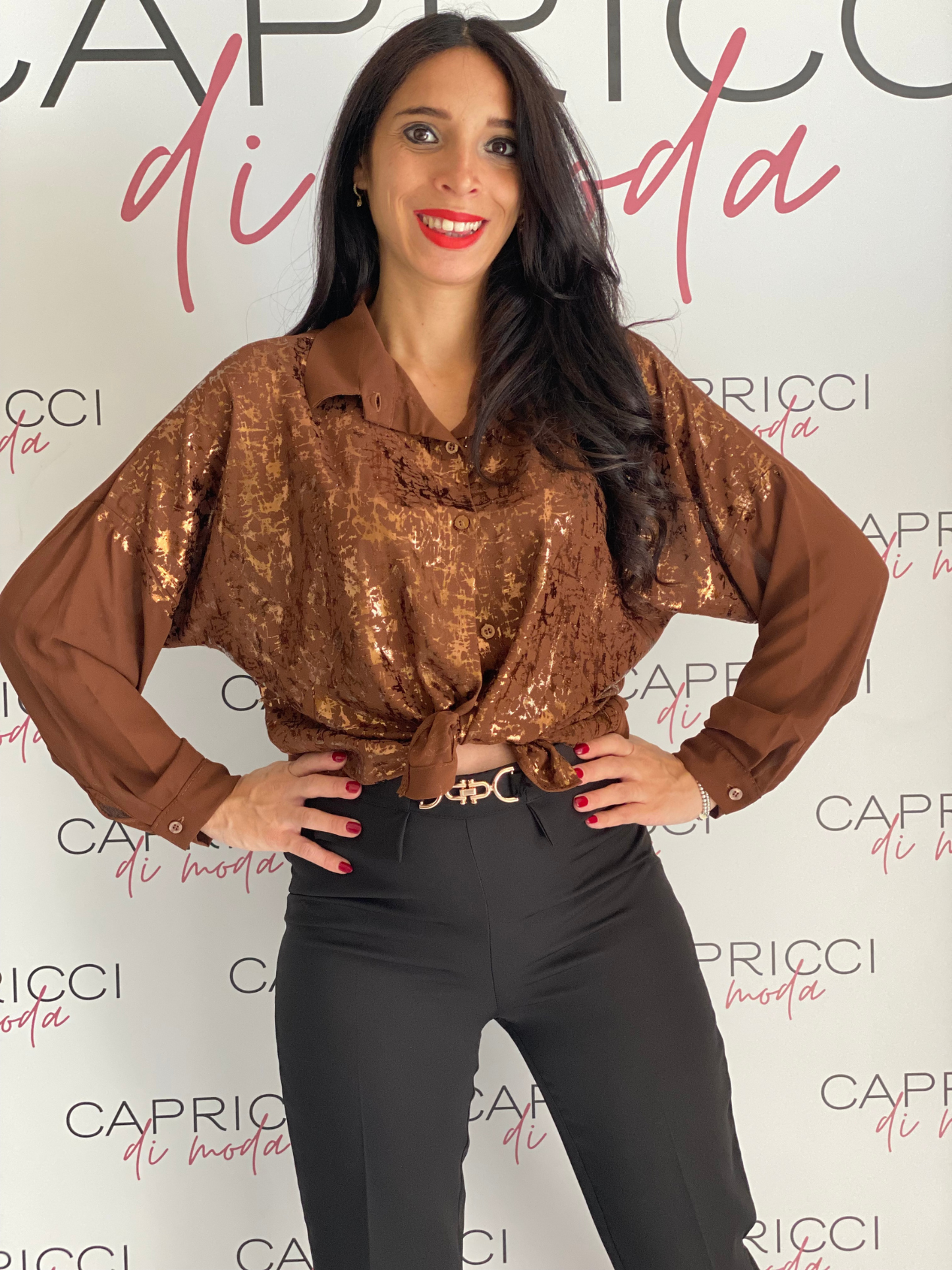 Camicia manica lunga con dettagli oro