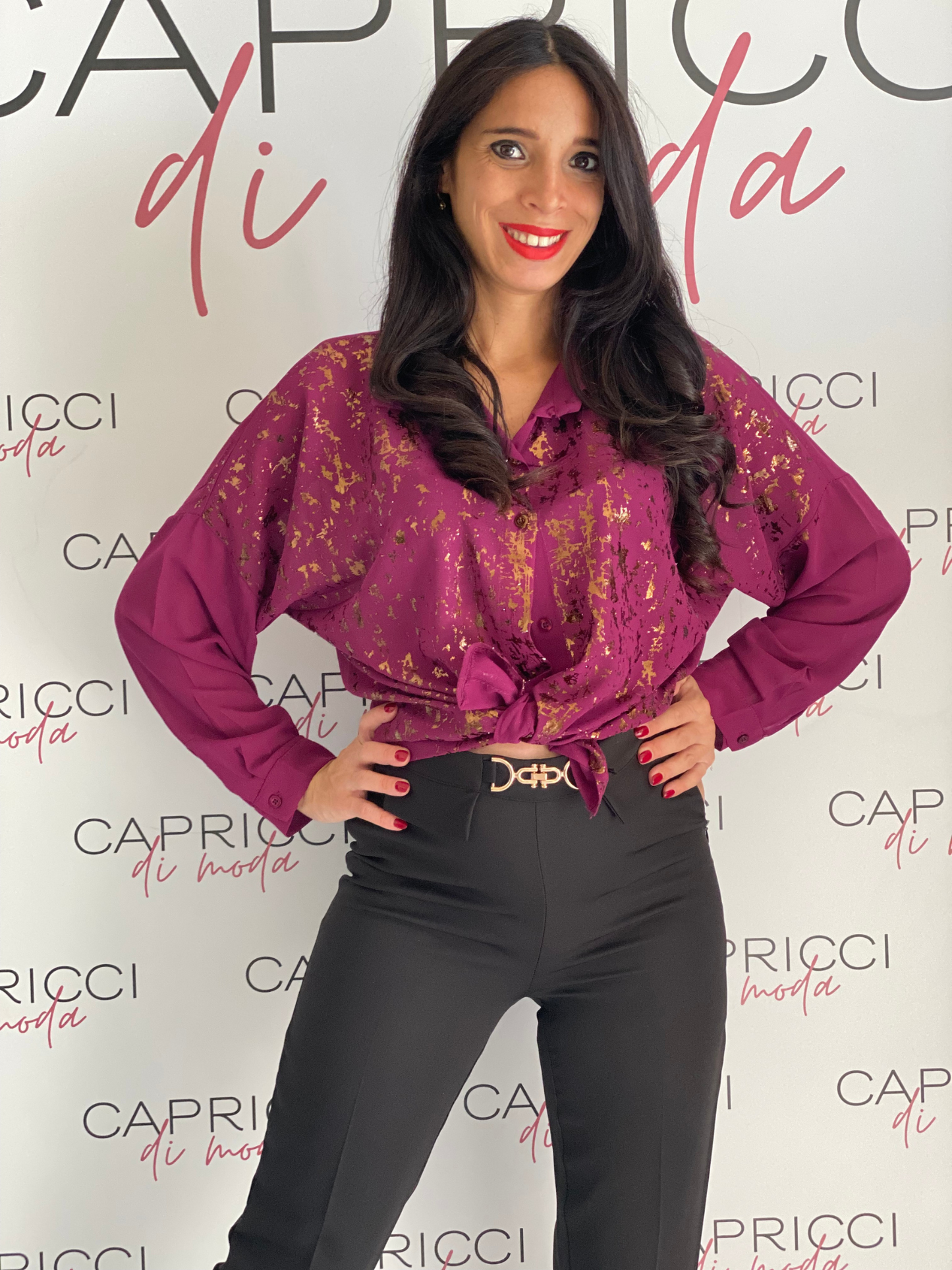 Camicia manica lunga con dettagli oro