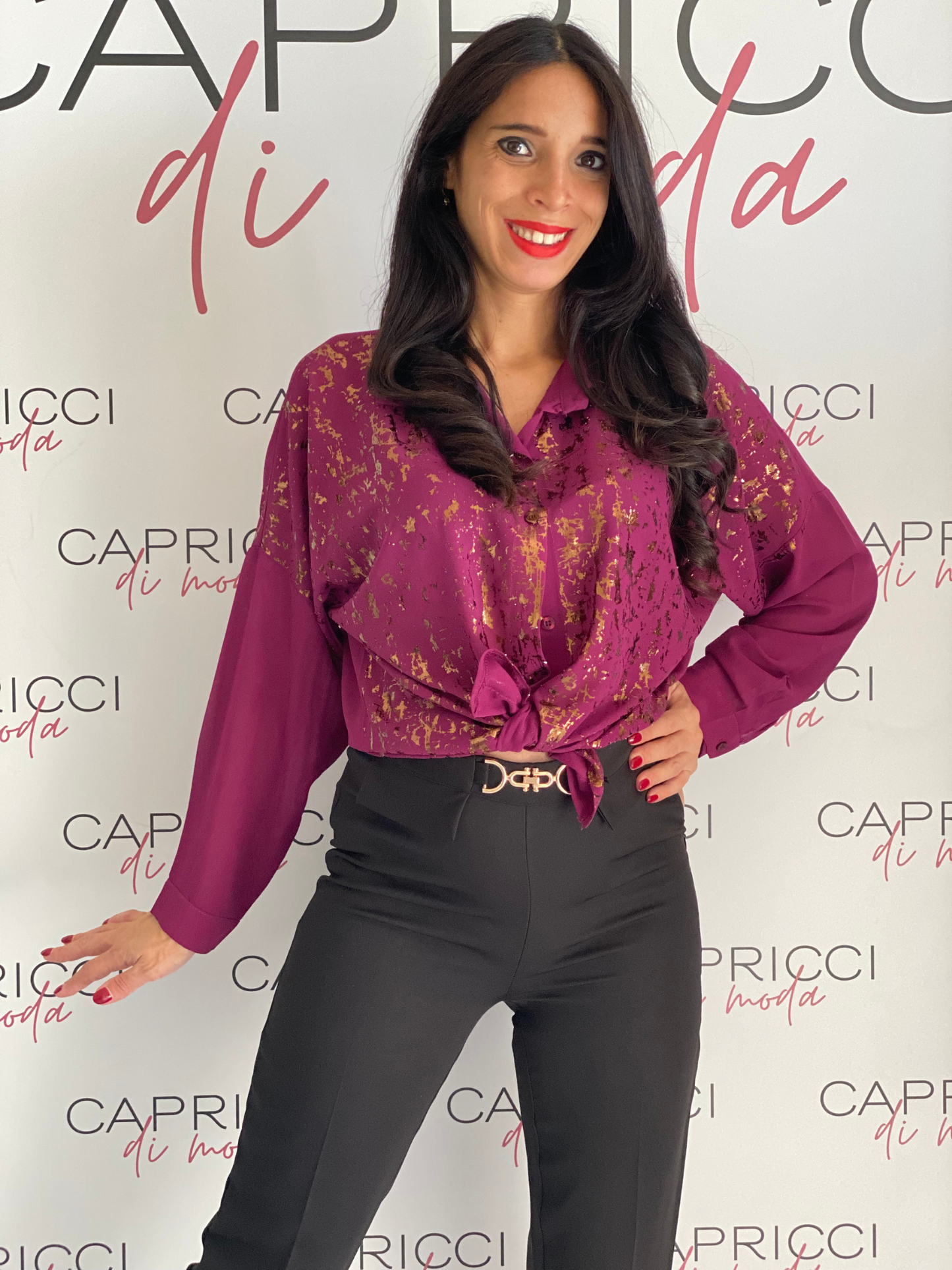 Camicia manica lunga con dettagli oro