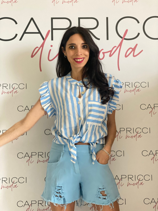 Camicia crop a righe