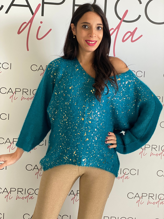 Maglione con dettagli oro