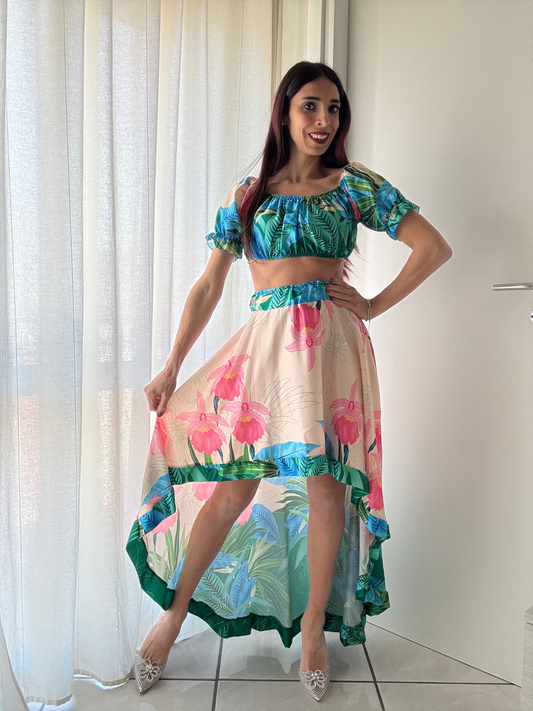 Coordinato Top + Gonnellone Floreale – Eleganza e Comfort