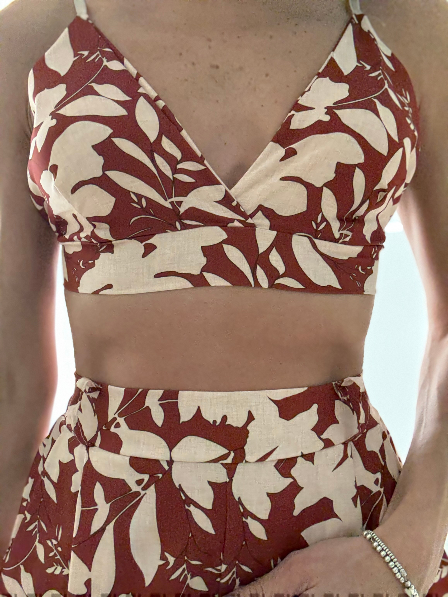 Coordinato 3 Pezzi Floreale - Top, Camicia e Pantalone con Elastico