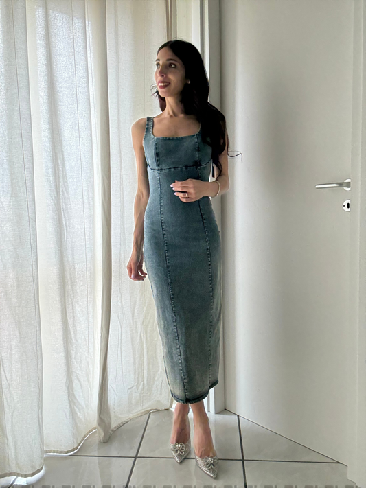 Abito longuette in denim