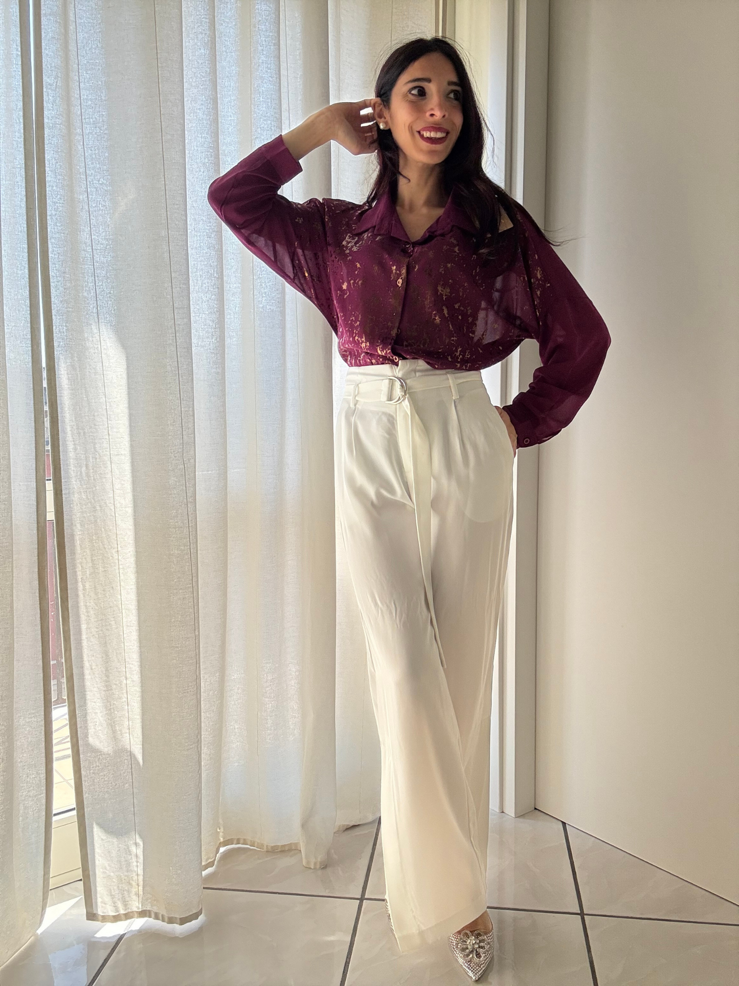 Camicia manica lunga con dettagli oro