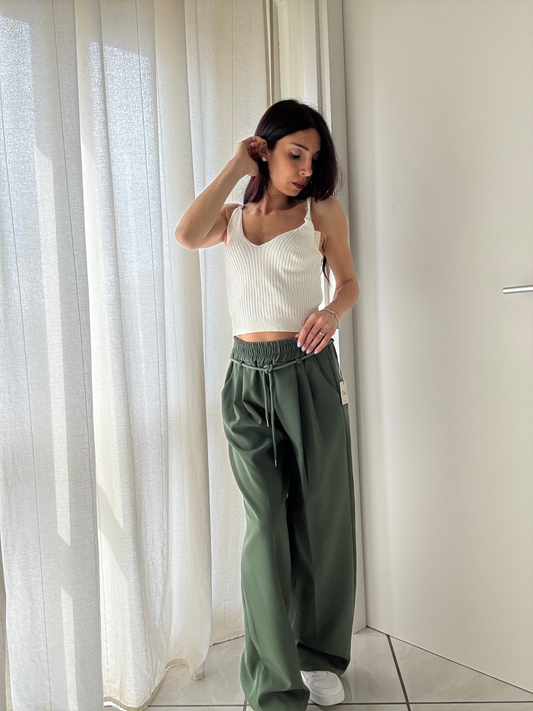 Top Crop Elasticizzato con Bretelle Non Regolabili -
