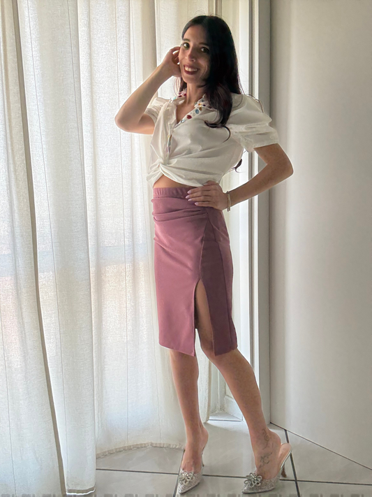 Gonna Tubino con Spacco e Drappeggio sulla Pancia - Eleganza e Comfort in Ogni Dettaglio